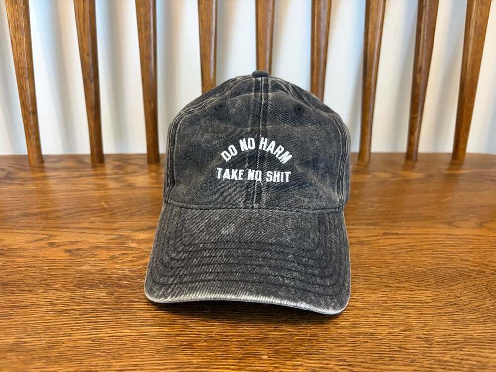 OTTO Cap Do No Harm Take No Shit Embroidered Distressed Black Baseball Hat
